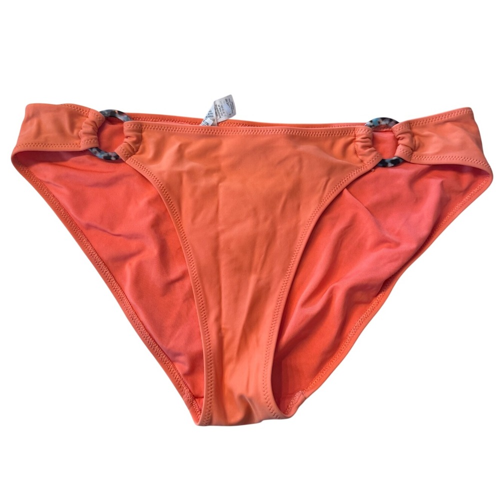 Aerie Bikini Bottoms Coral Orange Ring Detail Size Medium Swimwear summer beach